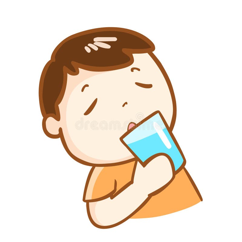 boy drinking water illustration