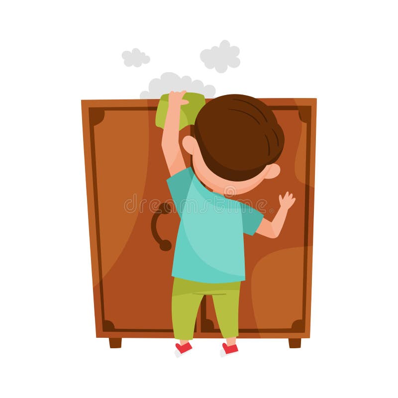 kids dusting clipart