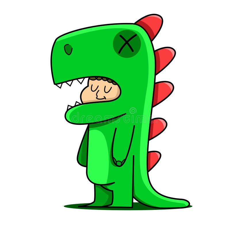 Cute Boy in Green Dinosaur Costume, Kid Dressed for Carnival or Masquerade Party Illustration stock illustration Cute Boy in Green Dinosaur Costume, Kid Dressed for Carnival or Masquerade Party Illustration stock illustration