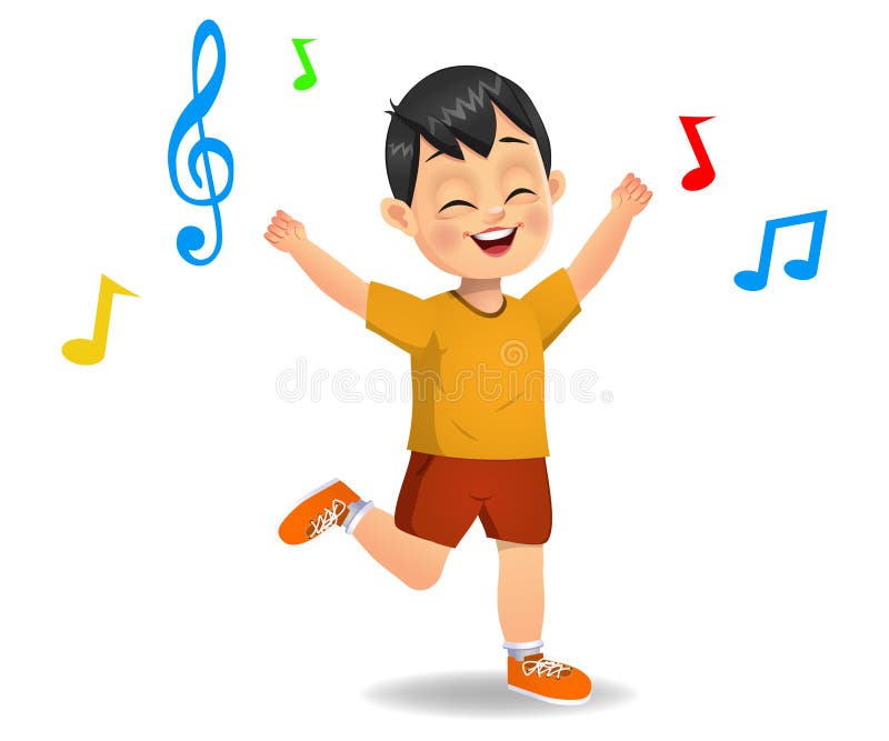 Cute Boy Kid Dancing To Music Stock Illustration Illustration of