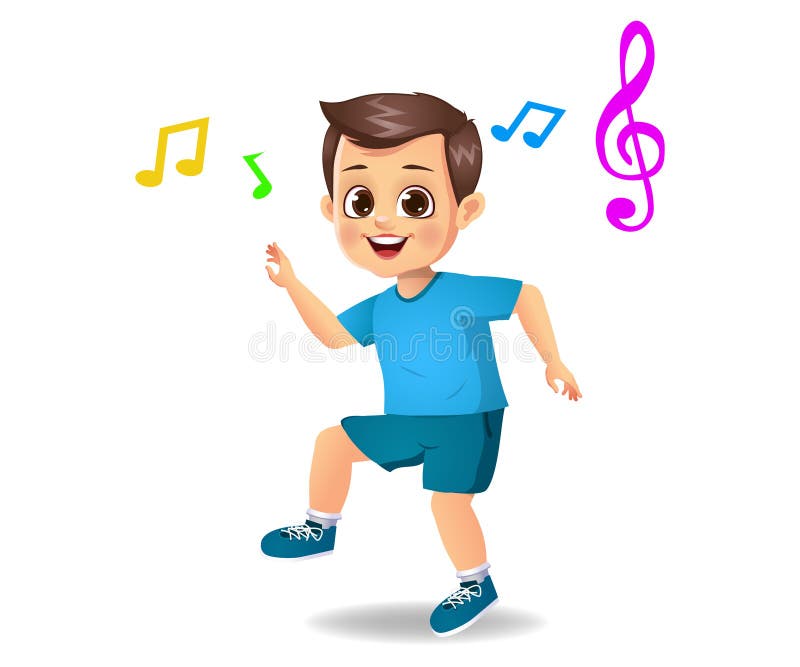 Cute Boy Kid Dancing To Music Stock Illustration Illustration of