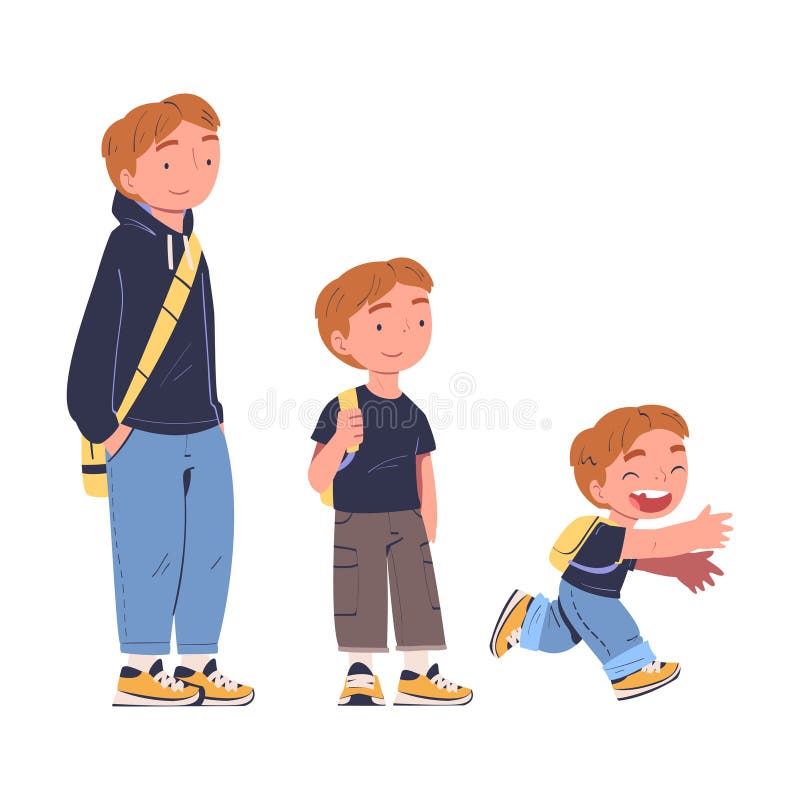 Cute Boy from Kid To Teenager. Stages of Growing Up Stock Vector -  Illustration of baby, cycle: 270221993