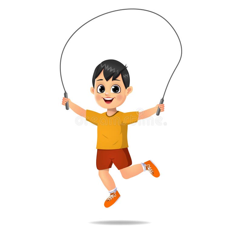 Cute Little Boy Playing with Jumping Rope Stock Image - Image of ...