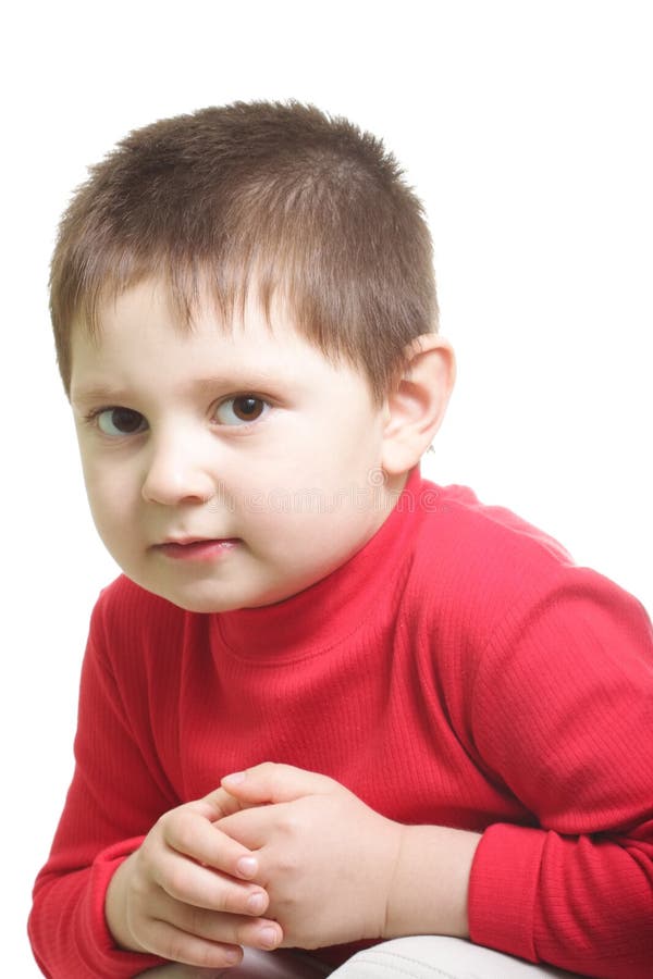 Cute boy in red sweater stock photo. Image of sweater 13547612