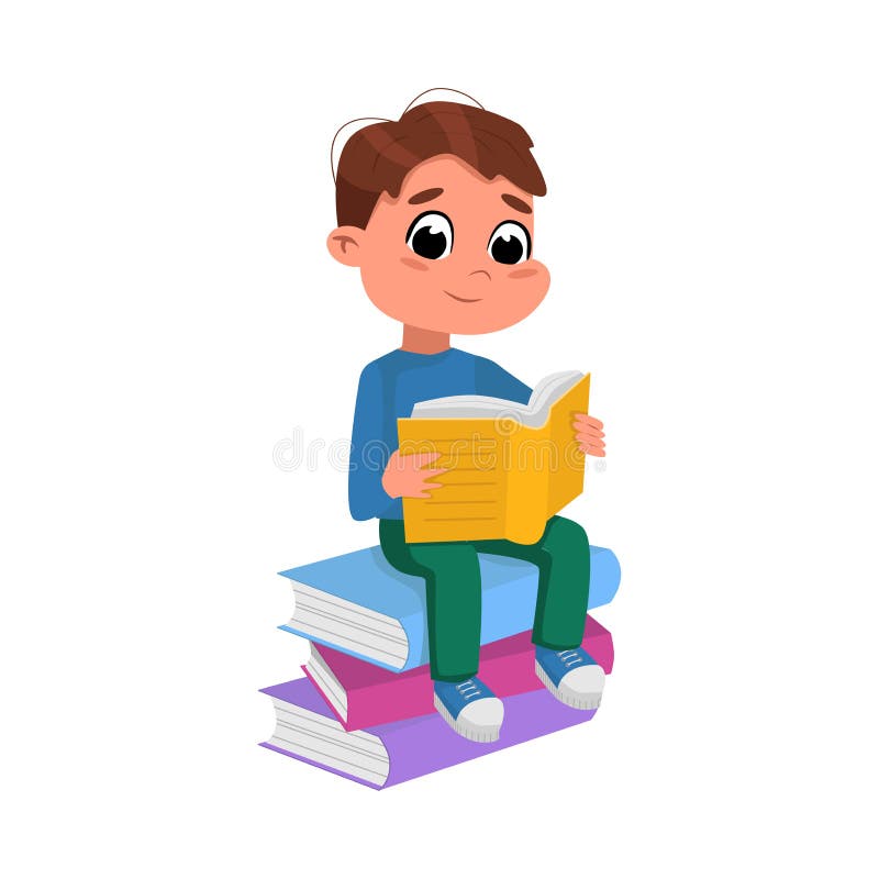 Kid Reading Pile Books Stock Illustrations – 721 Kid Reading Pile Books ...