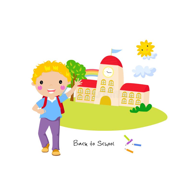 Cute boy walking to school royalty free illustration Cute boy walking to school royalty free illustration