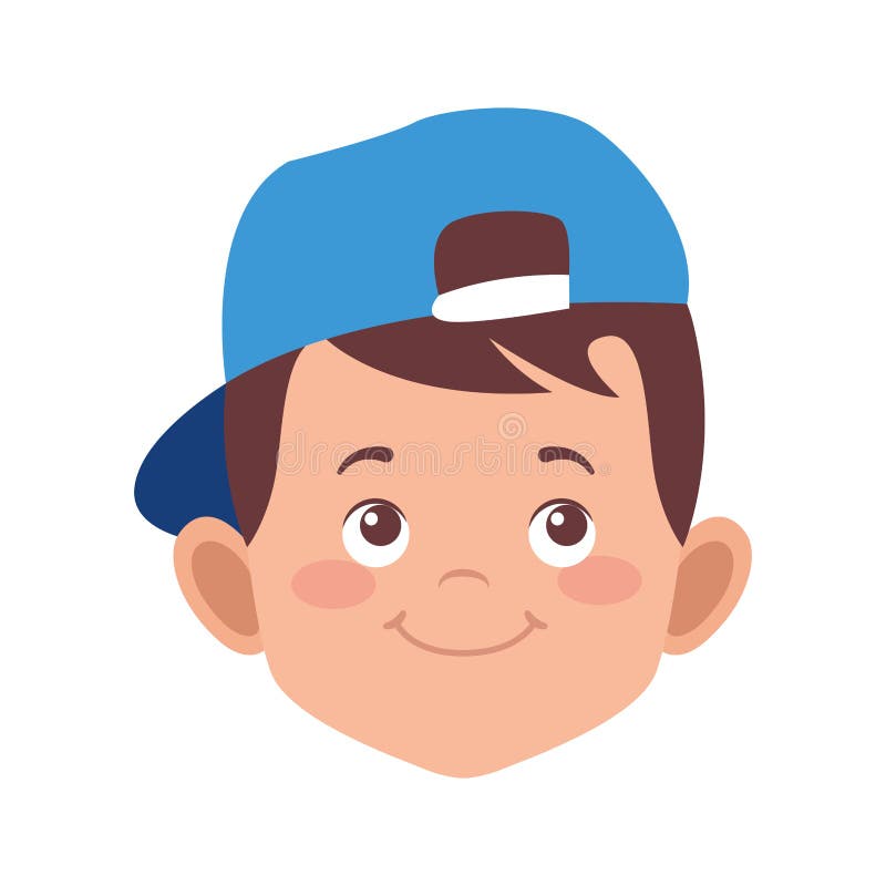 Cute Boy Wearing A Cap, Flat Design Stock Vector - Illustration of ...