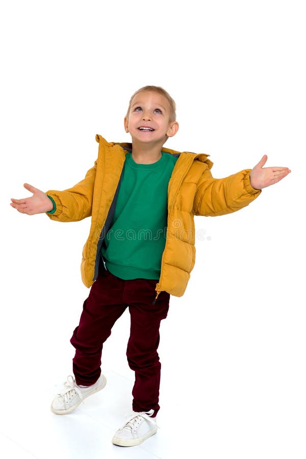 Cute Boy in Winter Jacket Having Fun Stock Photo - Image of happy ...