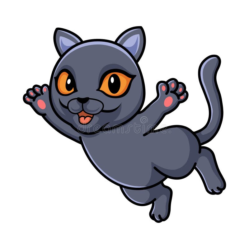 Cute British Shorthair Cat Cartoon Flying Stock Vector - Illustration ...