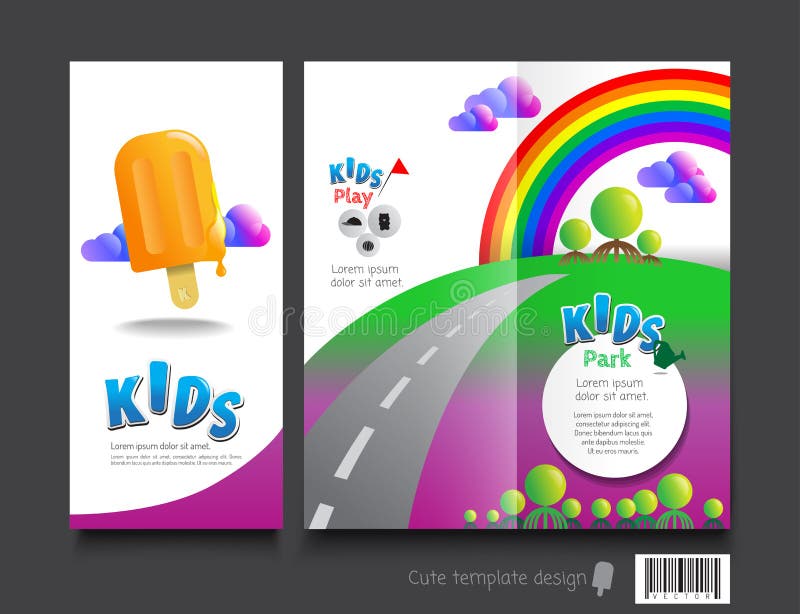 Cute Brochure Template Design. Kids Concept Stock Vector Illustration