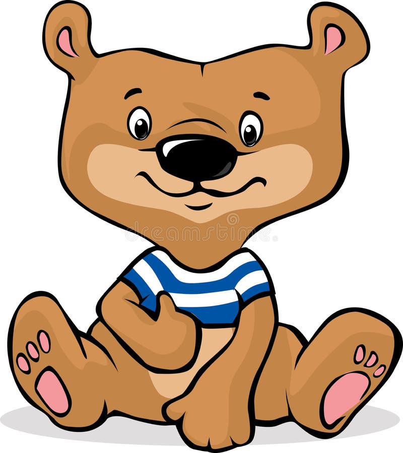 Cute Brown Bear Illustration Sitting Vector Stock Vector