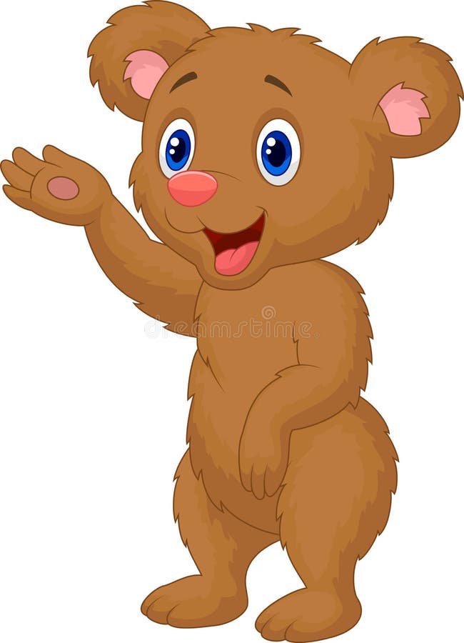 Cute brown bear presenting vector illustration