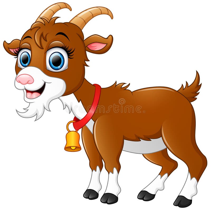 Cute brown goat cartoon vector illustration
