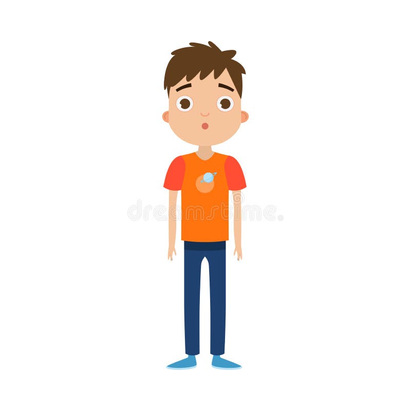 The Cute Brown-haired Boy in Blue Pants Standing with a Surprised Face. Vector Illustration in Flat Cartoon Style. Stock Vector - Illustration of cartoon, emotional: 164575005 The Cute Brown-haired Boy in Blue Pants Standing with a Surprised Face. Vector Illustration in Flat Cartoon Style. Stock Vector - Illustration of cartoon, emotional: 164575005