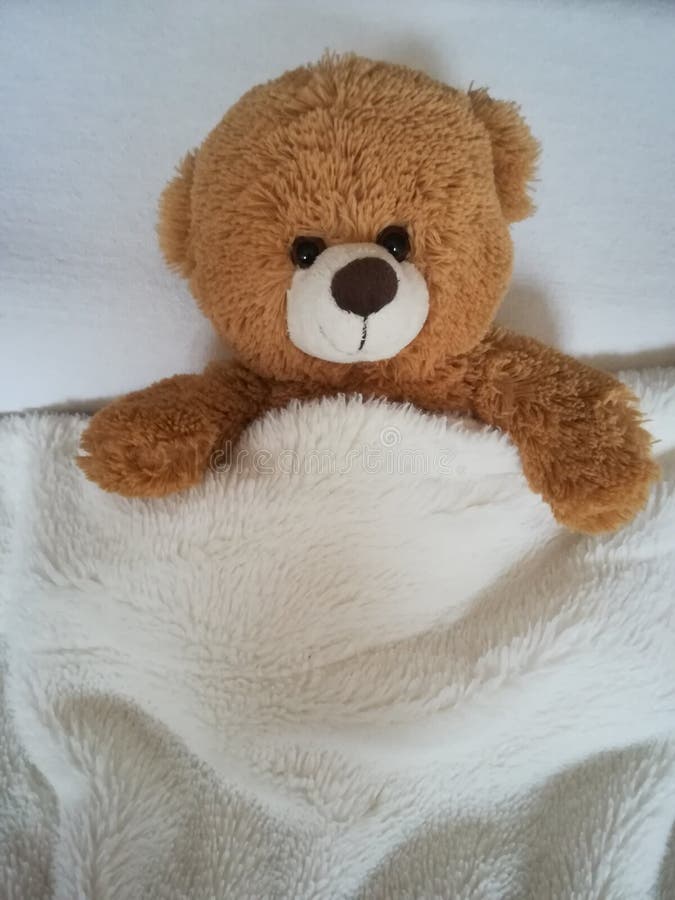 Teddy bear on bed. royalty free stock image Teddy bear on bed. royalty free stock image