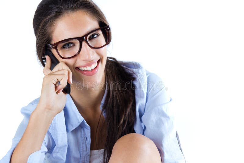 Cute brunette woman taking photo of herself