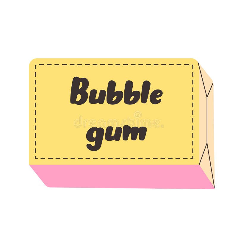 Cute Bubble Gum in Package. Chewing Bubble Gum in Pack Stock Vector