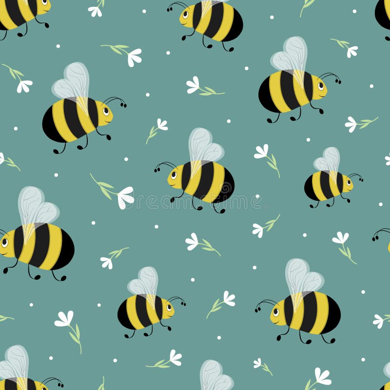 Summer flower bumblebee digital paper Cute seamless summer paper pack with  bee Hand drawn flower SVG, cartoon bee HD phone wallpaper | Pxfuel