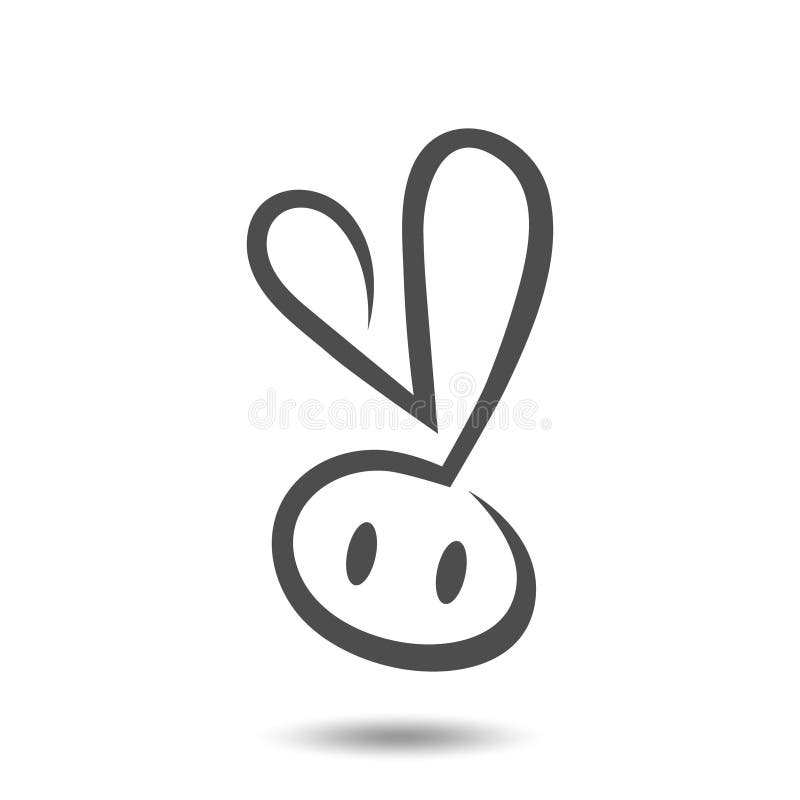 Cute Bunny Symbol on Gray Backdrop Stock Vector Illustration of
