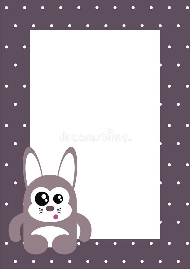 Cute Bunny Photo Frame Card Stock Vector Illustration of girl, dots