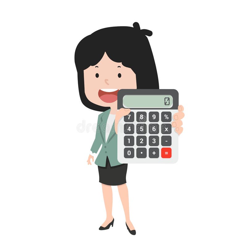 Cute businesswoman with calculator vector royalty free illustration