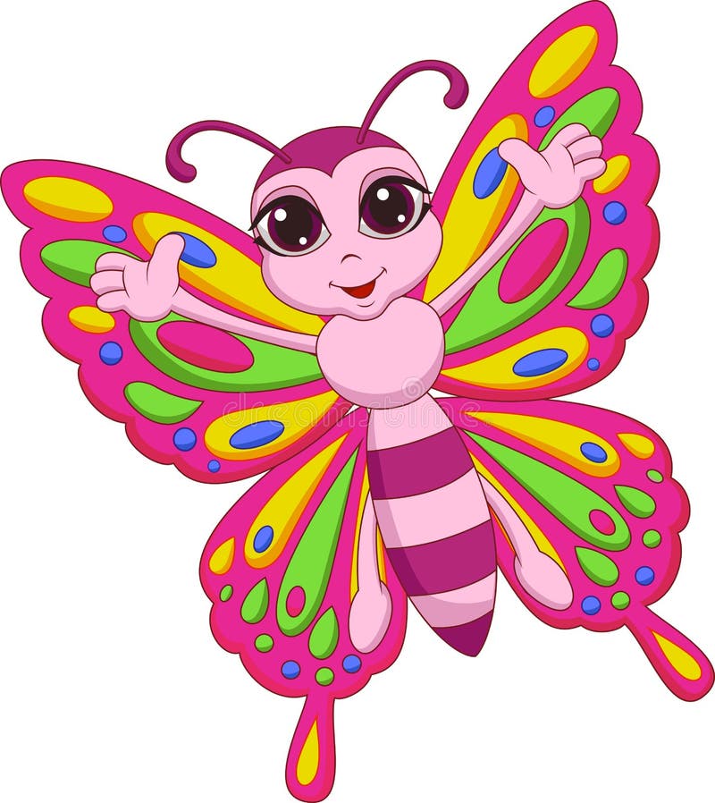 Cute butterfly cartoon vector illustration