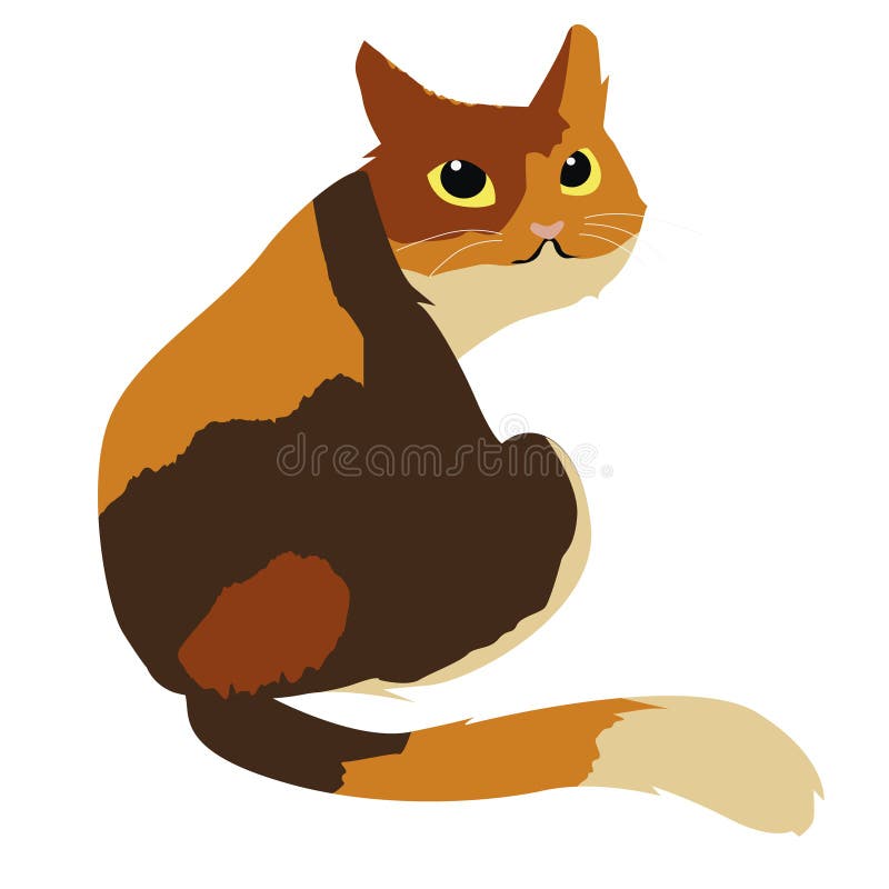 Cute Calico Cat Vector Illustration Stock Vector Illustration of