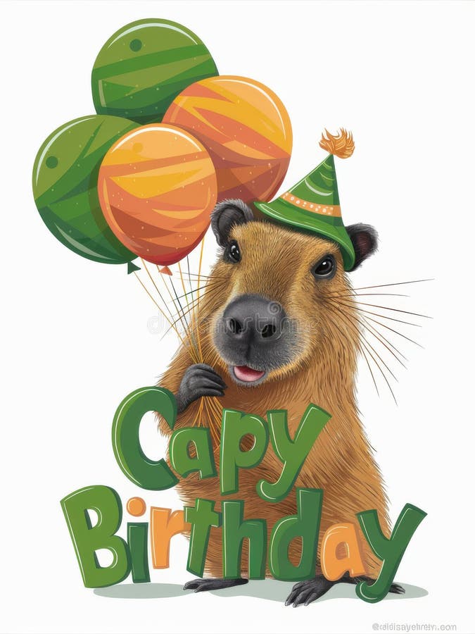 Cute Capybara Celebrating Birthday Stock Photos - Free & Royalty-Free