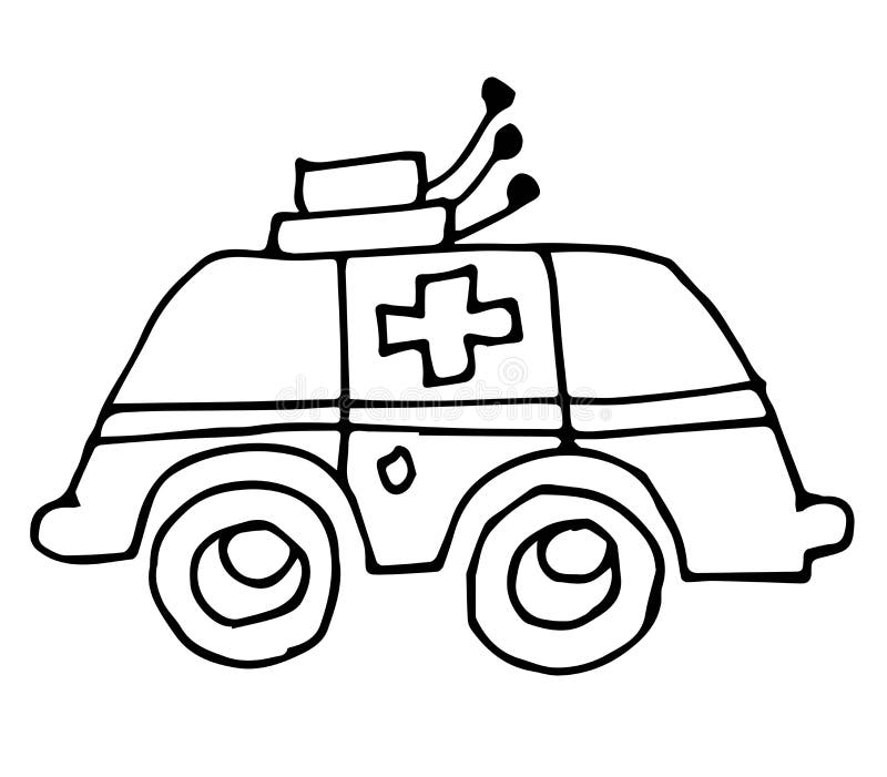 Cute Car with Outlined for Coloring Book Isolated on a White Background ...