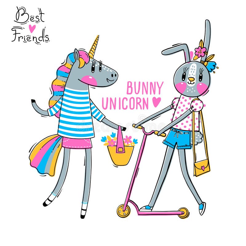 Girls Cute Unicorn Best Friends T-Shirt Girls Cute Unicorn Best Friends T-Shirt