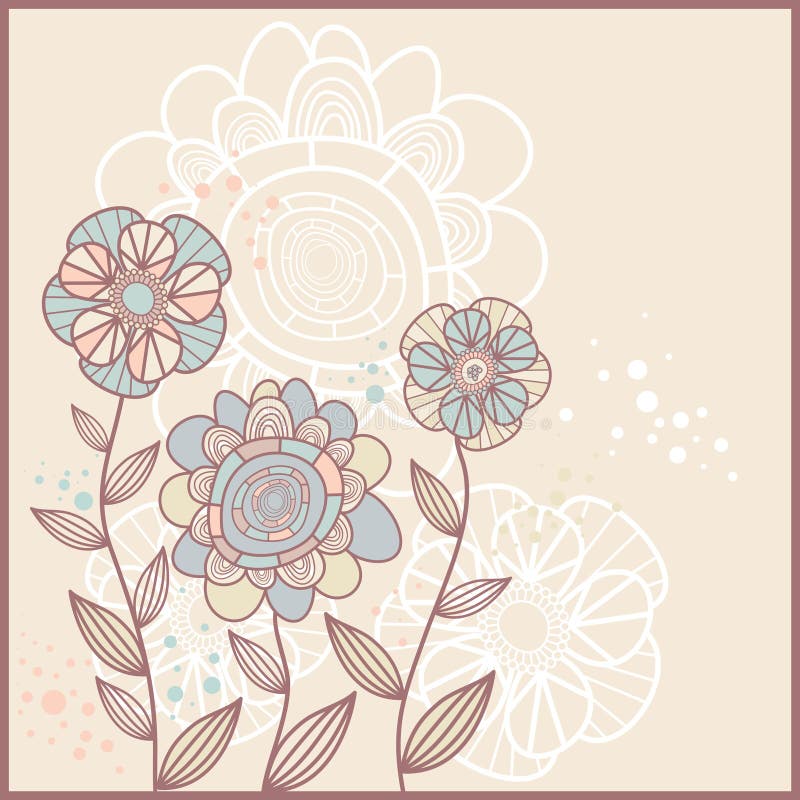 Cute card with flowers stock vector. Illustration of leaf 13546971