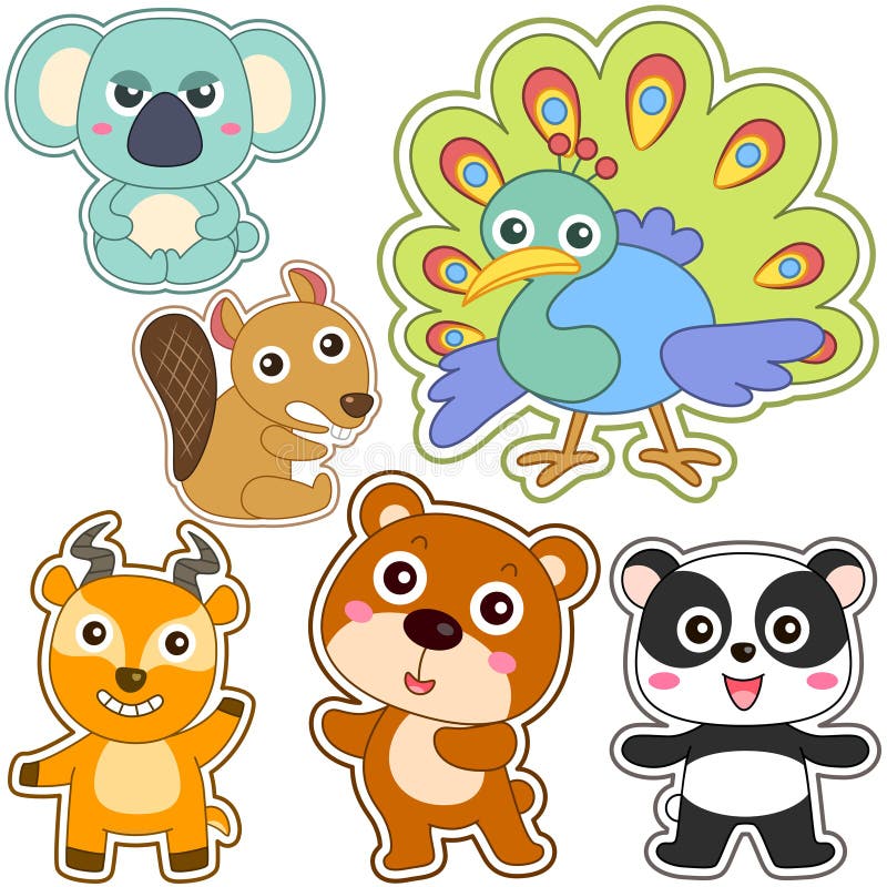 Cute cartoon animal set stock vector. Illustration of animal - 33272768