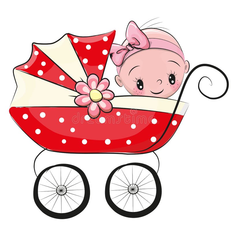 Cute Cartoon Baby girl stock vector. Illustration of girls ...