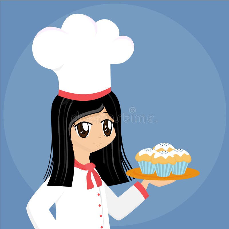 Cute Cartoon Baker Girl stock vector. Illustration of pretty 3264887