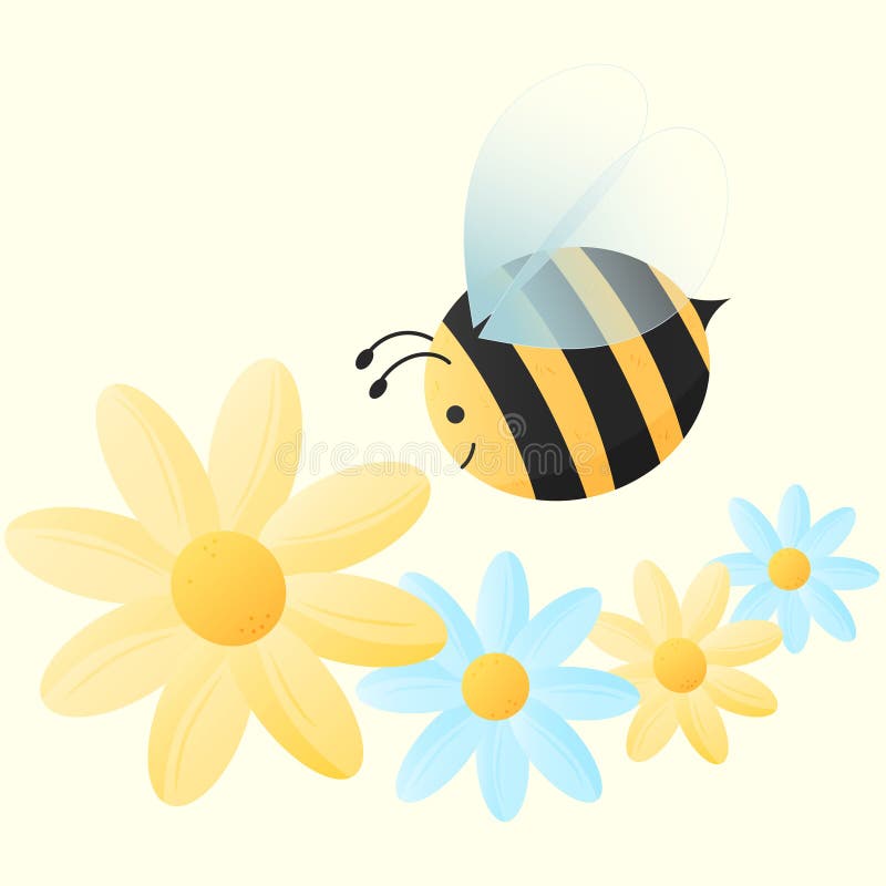 Cartoon Bee Over Flowers Stock Illustrations 84 Cartoon Bee Over