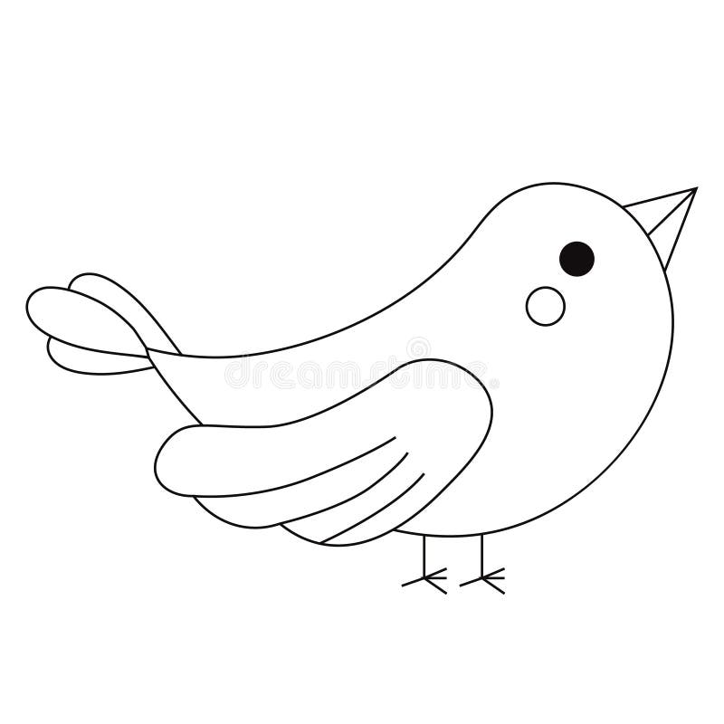 Cute Cartoon Bird. Black Outline. Vector Illustration Stock Vector -  Illustration of white, outline: 213814527