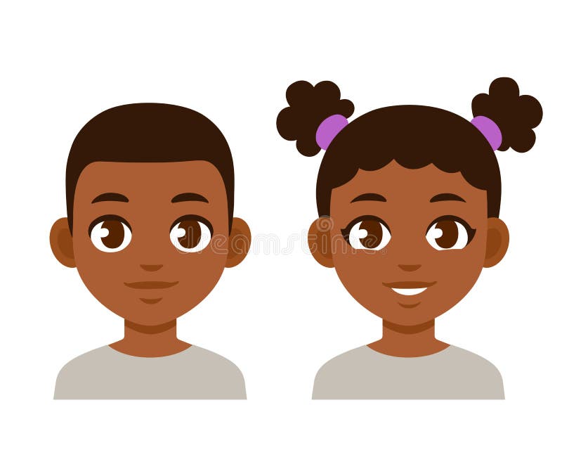 Cute cartoon black children vector illustration Cute cartoon black children vector illustration