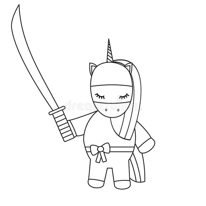 Ninja Grappling Hook Isolated Coloring Page - Stock Illustration