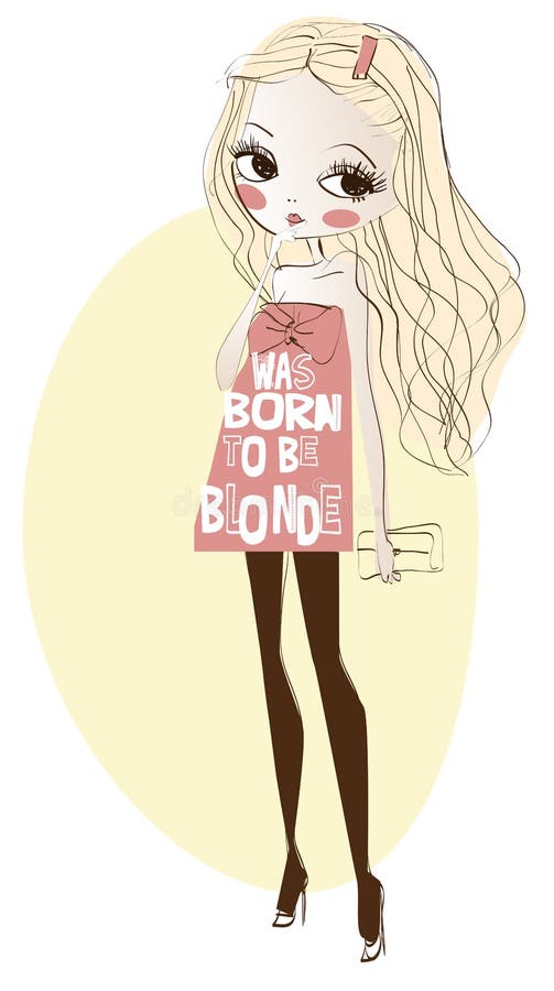 Cute cartoon blonde girl vector illustration Cute cartoon blonde girl vector illustration
