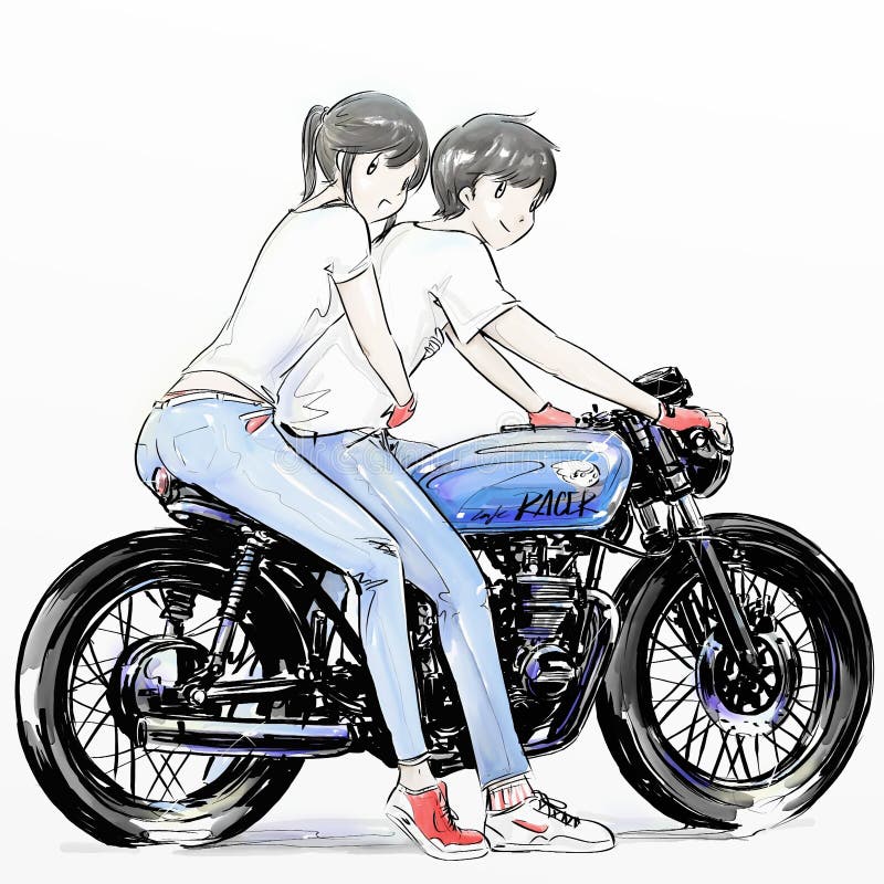 Cute Cartoon Boy and Girl Riding Her Motorcycle Stock Illustration - Illustration of model, girl: 79793648 Cute Cartoon Boy and Girl Riding Her Motorcycle Stock Illustration - Illustration of model, girl: 79793648