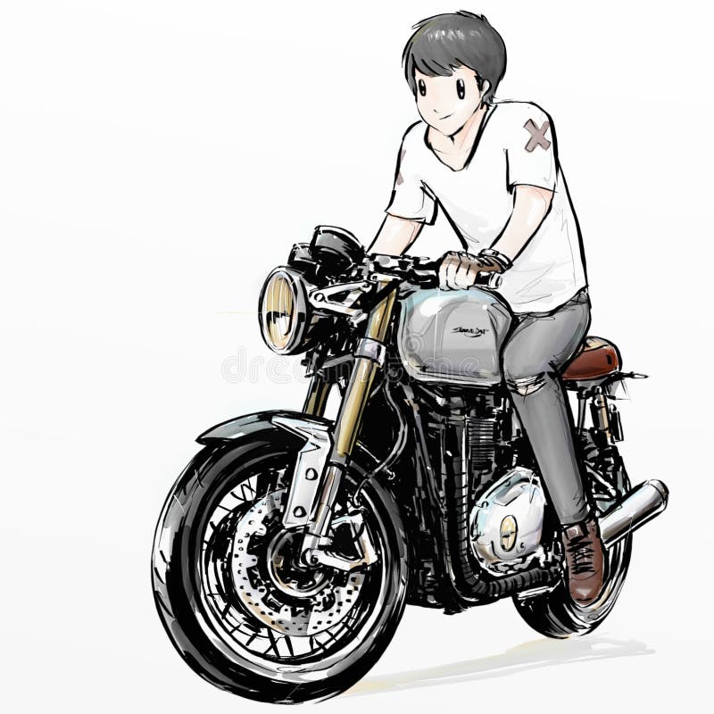 Cute Cartoon Boy Riding Motorcycle Stock Illustration Illustration of cool, biker 79793798