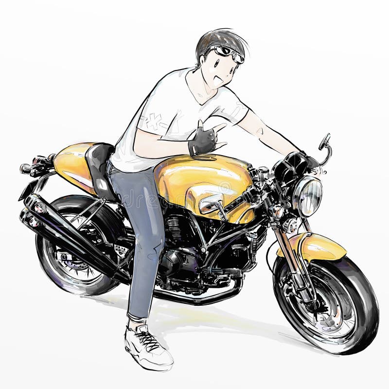 Cute Cartoon Boy Riding Motorcycle Stock Illustration ...