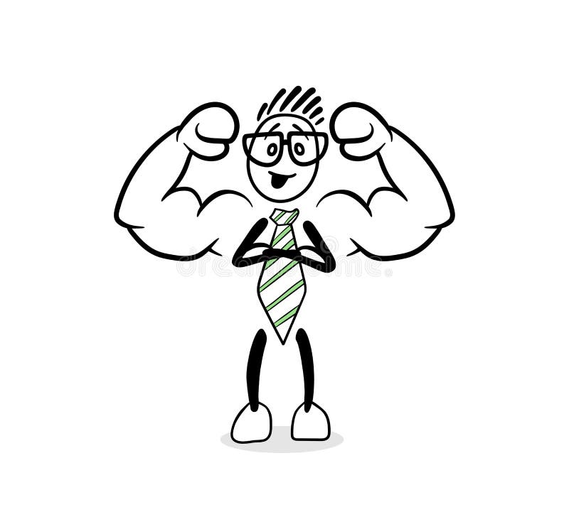 Cute Cartoon Businessman with Big Arms Stock Vector Illustration of