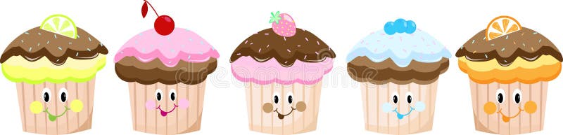 Cute cartoon cakes set of eyes royalty free illustration
