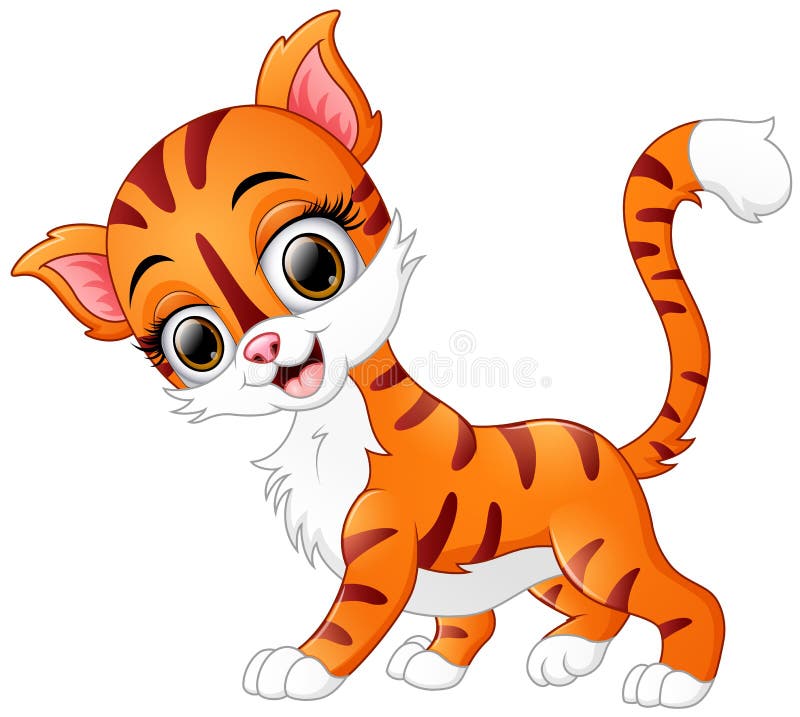 Cute cartoon cat smiling stock illustration