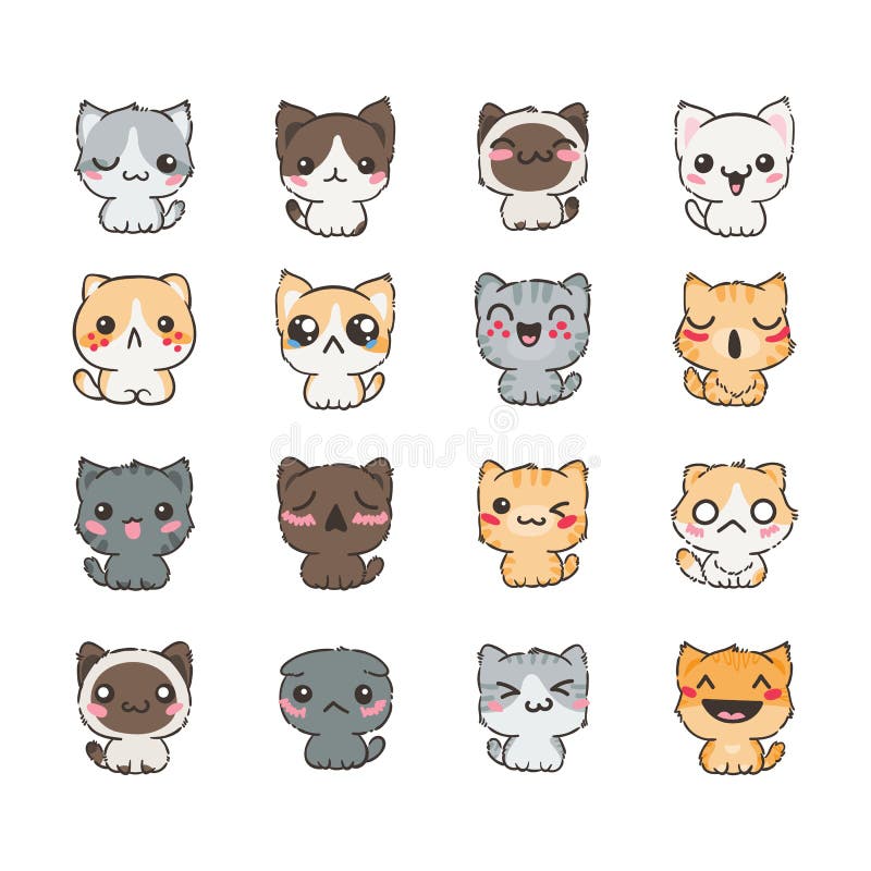 Set Cute Icons Cat Emotion Cartoon Stock Illustration 431697742