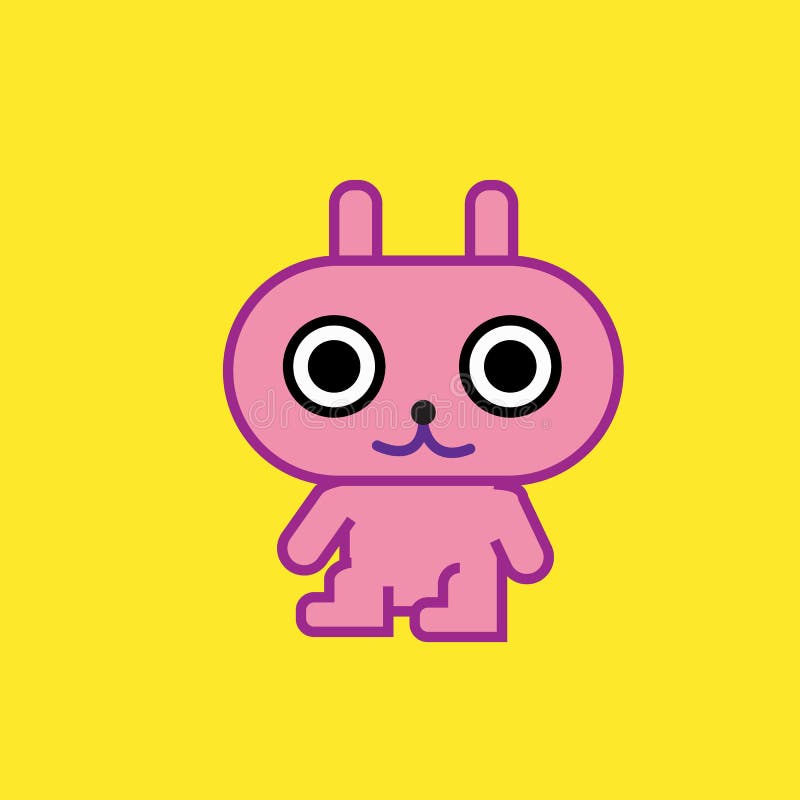 Cute Cartoon Character Pink Rabbit Art Stock Vector - Illustration of head,  face: 109928091
