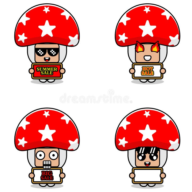 Mushroom summer sale set collection royalty free illustration