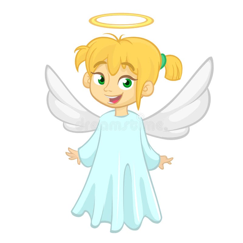 Cute Cartoon Christmas Angel Character. Vector Illustration Isolated ...