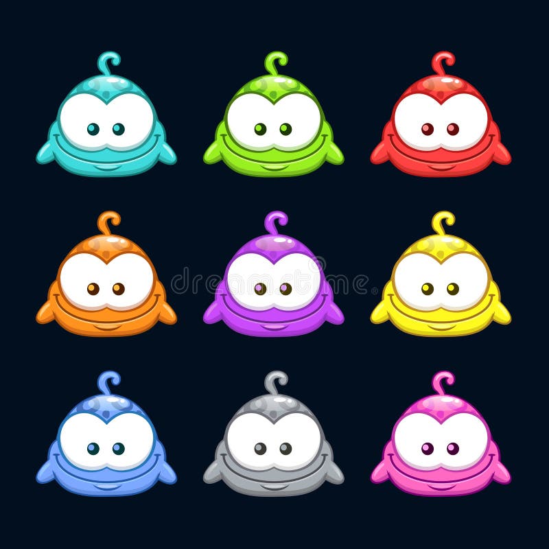 Cute Cartoon Colorful Little Blob Characters Set. Stock Vector -  Illustration of face, colour: 92446091